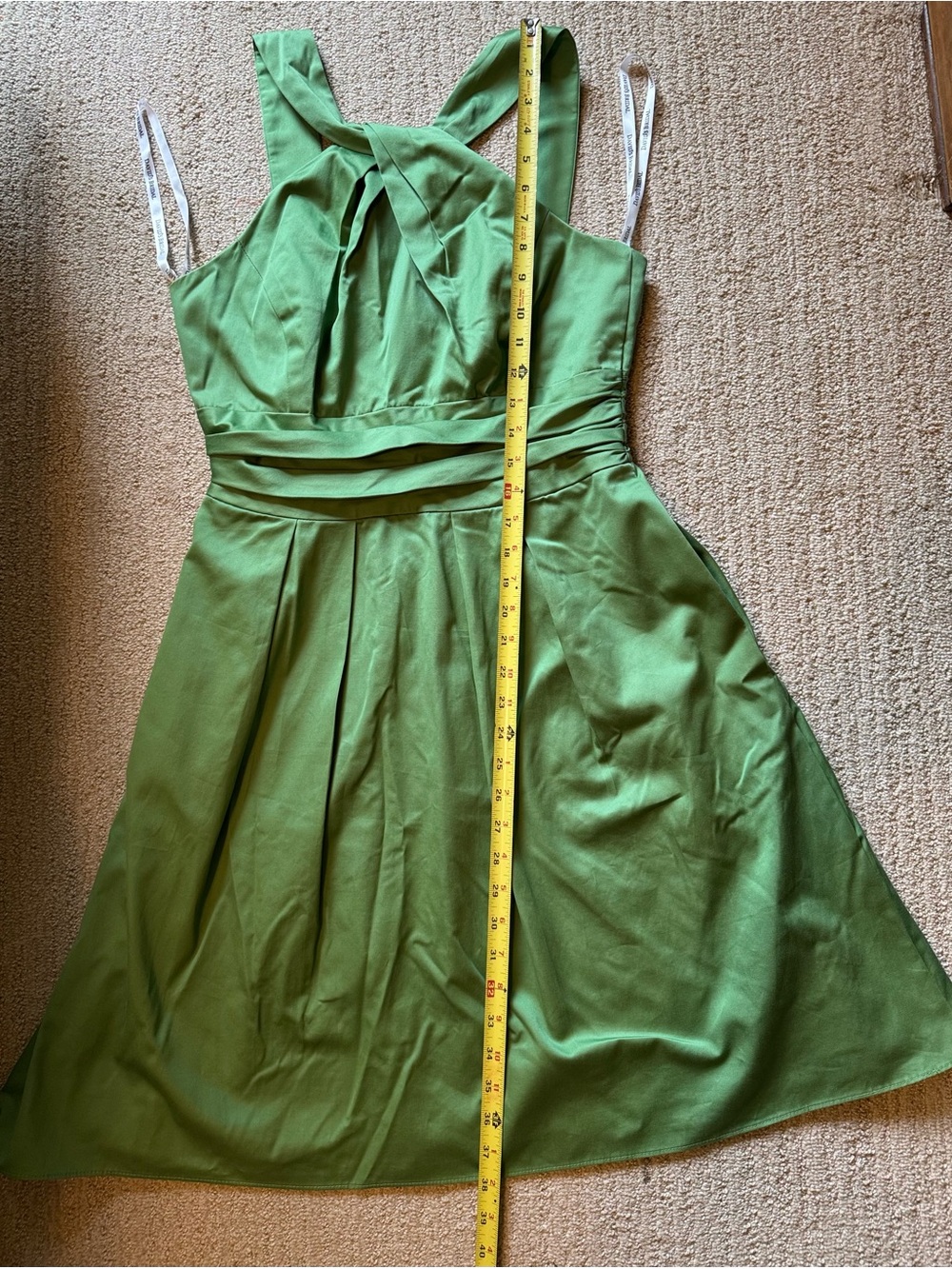 David's Bridal Women's Classic Green Fit-and-Flare Dress Sz 12 100% Cotton USA